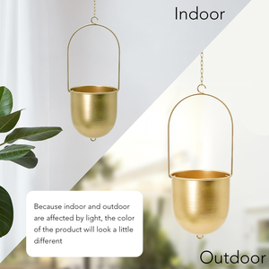 Macetas Colgantes de Metal Dorado con Marco Arqueado Decorativo y Cadenas, Modernas Porta Macetas para Interiores - Product Image 6