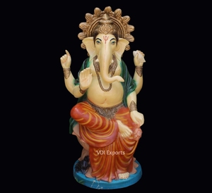 Estatua de Lujo del Dios Ganesha en Resina de Poliéster – Ídolo Hindú Pintado a Mano para Decoración de Entrada de Bodas, Estilismo de Eventos y Uso Espiritual - Product Image 3