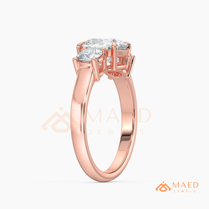 Bague à trois pierres en moissanite pour femme, or rose, bijoux de fiançailles, de mariage, d'anniversaire, cadeau, style élégant, style tendance au quotidien - Product Image 6