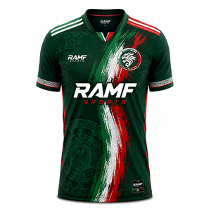 Camiseta de Fútbol de México Unisex, Cuello en V, Manga Corta, Sublimada, Transpirable, de Malla de Poliéster, Estilo Americano, 260g, para Equipo - Product Image 1