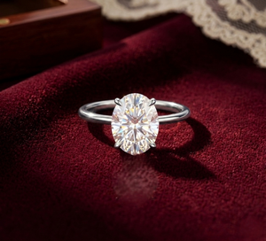 <b>Custom</b> Silver Jewelry Oval Cut Lab Grown Solitaire Diamond 925 Sterling Silver Lab Grown Diamond Wedding <b>Ring</b> - Product Image 3