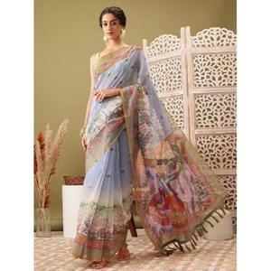 ผ้าซารีลายพิมพ์ดิจิทัลลิลานคอตตอนสุดพิเศษ สวยงามโดดเด่น พร้อมภาพถ่ายนางแบบจริง - Product Image 1