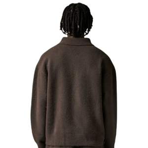 Pull en maille à manches longues pour homme, col boutonné texturé doux, mélange de coton, marron, décontracté, hiver, OEM - Product Image 4