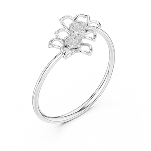 Ensemble de bagues FLORA TWINS en diamant de laboratoire plaqué rhodium, or blanc massif 18 carats, pour femme, fiançailles, soirée, événement glamour, mariage, cadeau - Product Image 4