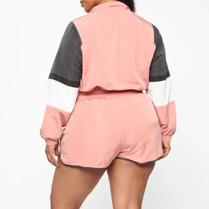 Customized Blocked Cropped <b>Racer</b> <b>Jacket</b> Set With Full Sleeve And Zipper Closure For Women All Seasons - Product Image 3
