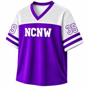 Camiseta Personalizada con Cuello en V de la Hermandad NCNW, Bloques de Color Morado y Blanco, Manga Corta, Estilo Casual para Mujer, Malla de Poliéster - Product Image 4