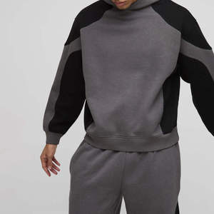 Ensemble sweat-shirt à capuche gris pour homme, style color block, vêtements décontractés d'hiver, tricoté en tissu polaire 100% coton - Product Image 6