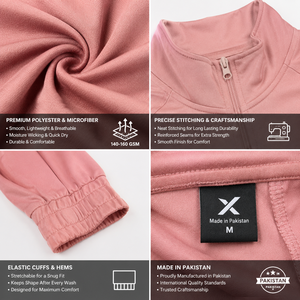 Chándal Deportivo para Mujer X Sports City, Cuello Alto, Color Rosa, Estilo Deportivo con Bolsillos Laterales, Transpirable, Poliéster-Microfibra, Logotipo X - Product Image 4