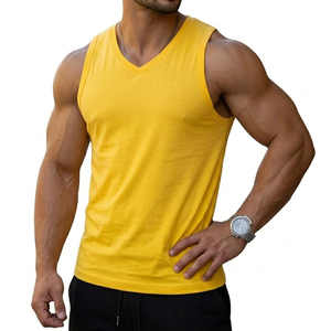 Wholesale Men's V-Neck Slim Fit Muscle Tee Sleeveless Gym Tank <b>Top</b> Customizable Vest Athletic Casual Streetwear Tank <b>Top</b> For Men - Product Image 6