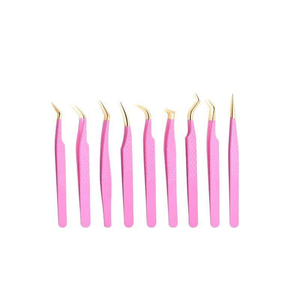 Pinzas para Pestañas Antiestáticas de Acero Inoxidable Color Rosa para Extensiones de Pestañas, Herramienta Profesional para Extensiones de Pestañas - Product Image 1