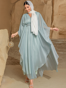 AN11150 Luxury Beaded Abaya Women Muslim Dress Dubai <b>Kaftan</b> V Neck Maxi Robe Turkey Fashion Wholesale OEM ODM - Product Image 2
