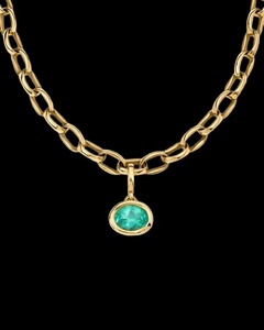 <b>Gold</b> <b>Pendant</b> Necklace with Green Stone and Bezel Setting Women's Engagement Gift 18K <b>Solid</b> <b>Gold</b> Charm Necklace - Product Image 4