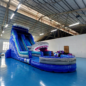 Scivolo d'Acqua Gonfiabile Commerciale a Tema Squalo con Doppia Corsia e Piscina <span class=keywords><strong>per</strong></span> Parchi Acquatici e Feste Estive in Giardino - Product Image 1