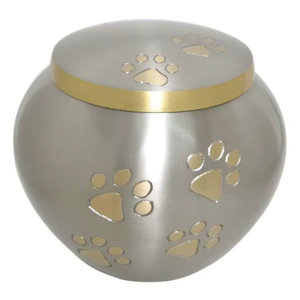 Urnes funéraires en métal en gros, faites à la main en laiton et aluminium, pour cendres de chien et de chat, avec empreinte de patte gravée sur mesure, fournitures funéraires - Product Image 4