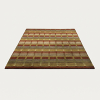 Tapis en laine écologique, antidérapant, tufté à la main, à motifs géométriques et à rayures, aux tons terreux, beige moutarde olive, pour salon