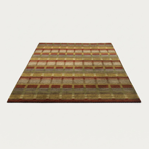 Tapis en laine écologique, antidérapant, tufté à la main, à motifs géométriques et à rayures, aux tons terreux, beige moutarde olive, pour salon - Product Image 2