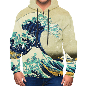 Sudadera con Capucha de Impresión Digital Premium, Sudadera con Estampado Artístico, Sudadera de Algodón Suave, Diseño de Ondas de Moda Urbana, Logotipo en la Espalda - Product Image 2