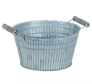 Galvanized Metal Bucket With Handles Durable Outdoor Garden Planter For Flower Green Plant <b>Container</b> Planter Pot - Product Image 1