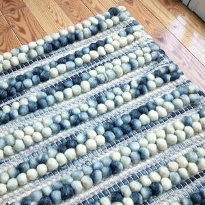 Tapis en laine tissé à la main, épais, contemporain, rayé, doux, à texture lourde, pour salon et chambre à coucher - Product Image 5