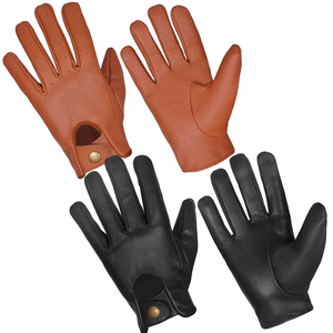 Gants unisexes en cuir de cerf véritable, imperméables, de haute qualité, pour la conduite automobile et la moto en hiver, sans doublure, à doigts entiers - Product Image 3