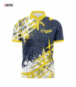 เสื้อโบว์ลิ่งสีเหลืองสดใสแบบมีซิป พิมพ์ชื่อทีมและหมายเลขด้วยความร้อน ระบายอากาศได้ดี ผลิตจากโพลีเอสเตอร์ รับผลิตตามแบบ (ODM) แห้งเร็ว เหมาะสำหรับกีฬา - Product Image 1