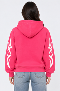 Sweat à capuche zippé personnalisé pour femme, en polaire oversize, style streetwear, avec strass, décontracté - Product Image 2