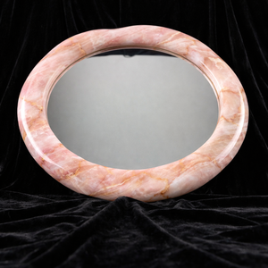 Espejo de Pared Redondo Moderno de Ónix Rosa Natural, Marco Hecho a Mano, Ecológico, Decoración para Bodas, Sala de Estar, Baño, Hotel - Product Image 3