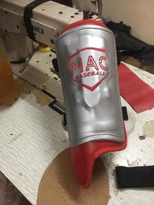 MAC Baseball Knee Guard PU Material <b>Red</b> and Silver Baseball Protective Leg Guard <b>Hot</b> Selling Baseball Embroider Shin Guard - Product Image 5
