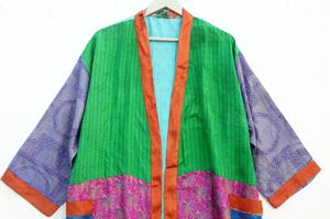 Kimono en soie Boho Robe en soie Sari Kimono en soie pour femmes - Product Image 4