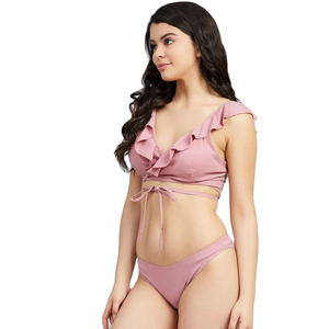 Conjuntos de bikini de cintura alta para mujer, trajes de baño deportivos de dos piezas, traje de baño con bloques de color, ropa de baño atrevida, hecho en Pakistán - Product Image 3