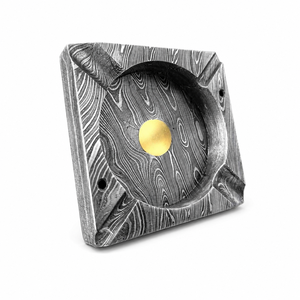 Jexmoo Custom Handmade Damascus Steel Square Desktop Ashtray <b>Prime</b> Design Home Décor Unique Pattern Smoking Accessory Gift - Product Image 1