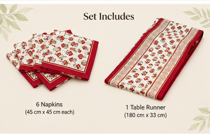 Juego de Camino de Mesa y Servilletas Modernos de Algodón 100% Estampado a Mano, Lavables, con Diseño Floral, Venta al por Mayor - Product Image 5