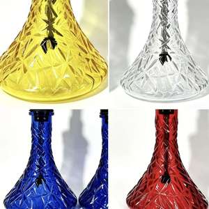 Cachimba de Vidrio de Colores, Pipa de Shisha Moderna con Base Texturizada, Boquilla de Madera y Soporte Metálico para Uso en Bares y Salones - Product Image 6