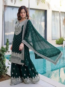 Luxury Chiffon Salwar Kameez with Heavy Embroidery and Boutique Modest Dress for Women Breathable 83781 - Product Image 2
