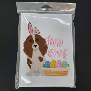 Whimsical A7 Tamaño 5x7 Tarjetas de felicitación de Pascua Paquete de 8 Longhair Red Pedbald Dachshund Design Tarjetas de notas en blanco con sobres - Product Image 3