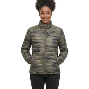 Men's Camouflage Puffer <b>Jacket</b> Stand Collar Zipper Closure Windproof Casual Autumn Slim Fit Polyester Wadding Regular Sleeve - Product Image 3