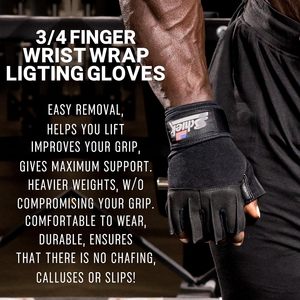 Platinum Lifting <b>Gloves</b> - Weightlifting <b>Gloves</b> with Wrist Wrap Support for Gym Workouts - Product Image 5