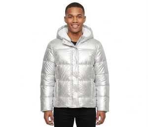 Custom Private Label Metallic Foil Puffer Jacket Men Shiny Silver Winter <b>Bubble</b> <b>Coat</b> Streetwear Unisex Puffer Jacket Bulk Wholes - Product Image 1