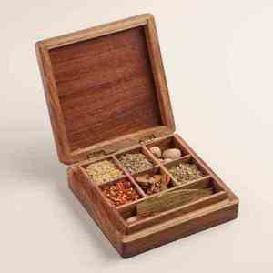 Wooden Spice <b>Box</b> Storage Organizer for Kitchen Counter Culinary Essentials Masala <b>Herbs</b> Seasonings and Pantry Display - Product Image 3