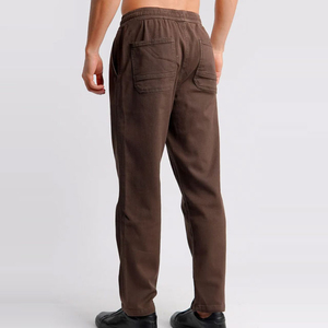 Men's Brown 100% Polyester Eco-Friendly Midweight Sweatpants <b>Elastic</b> <b>Waist</b> Drawstring Closure Side Pockets Casual Pirate Joggers - Product Image 2