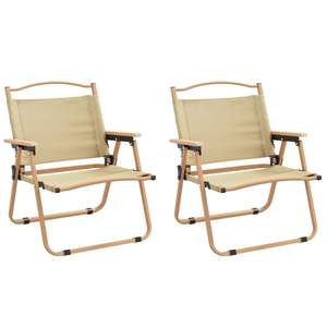 D0100H796BP Ensemble de 2 chaises de camping beiges, meubles d'extérieur portables et minimalistes, toutes saisons, en tissu rectangulaire - Product Image 4