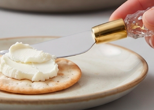 Flatware <b>Cheese</b> <b>Knife</b> Server <b>Set</b> For Butter Spatula Silver Head With Gold Trim Crystal Handle Cutlery <b>Set</b> For Kitchen Use - Product Image 5