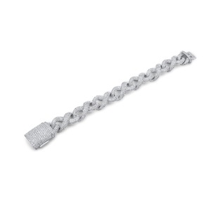 New Design Iced Lab Grown Two-Row VVS Lab-Grown Cuban Link Bracelet with Cross Pattern Diamond 14K Gold Direct India <b>for</b> Gift - Product Image 1