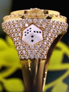 Bague de Luxe pour Homme, Style Casino Hip Hop, avec Roue de Roulette en Argent Entièrement Sertie de Moissanite, Détail Dés et Finition Diamantée - Product Image 6