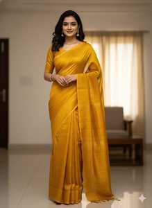 ASHMITAS COLLECTIONS Saree en soie longue pour femme, style moderne, infroissable, séchage rapide, coupe classique pour mariage, fête, Diwali - Product Image 3