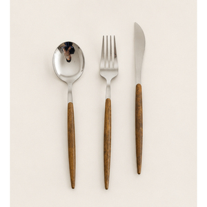 Ensemble de couverts en acier inoxydable de qualité supérieure avec manches en bois d'acacia naturel, pour restaurants gastronomiques et tables de banquet - Product Image 5