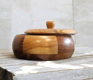 Premium Quality Wooden Serving <b>Bowl</b> <b>With</b> <b>Lid</b> Round Shape For Tableware Dinnerware Snack Serving <b>Bowl</b> Home Decor At Best price - Product Image 4