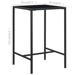 Tavolo da Bar in Rattan PE Nero con Struttura in Acciaio Verniciato a Polvere e Vetro Temperato per Uso Esterno - Product Image 6