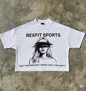 เสื้อยืด Rexfit ทรงโอเวอร์ไซส์ แบบครอป พิมพ์ลายกราฟิกด้วยเทคนิค DTG เนื้อผ้าคอตตอน 100% หนานุ่ม คอกลม เสื้อยืดผู้ชาย - Product Image 5