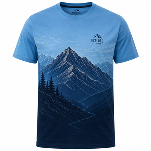 T-shirt d'exploration en montagne pour homme Boundless Adventure, impression par sublimation, polyester respirant, chemise d'extérieur - Product Image 1